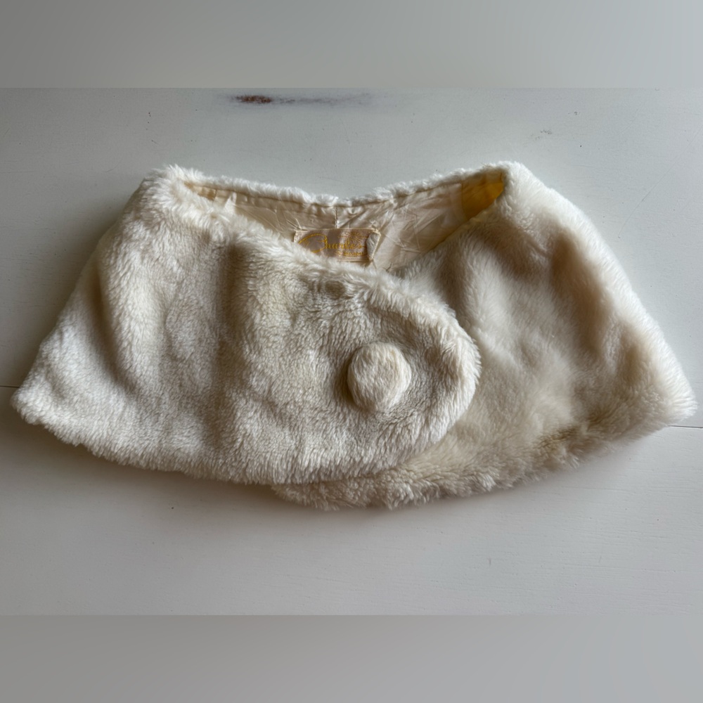 Vintage 1960s Faux Fur Stole - kids medium